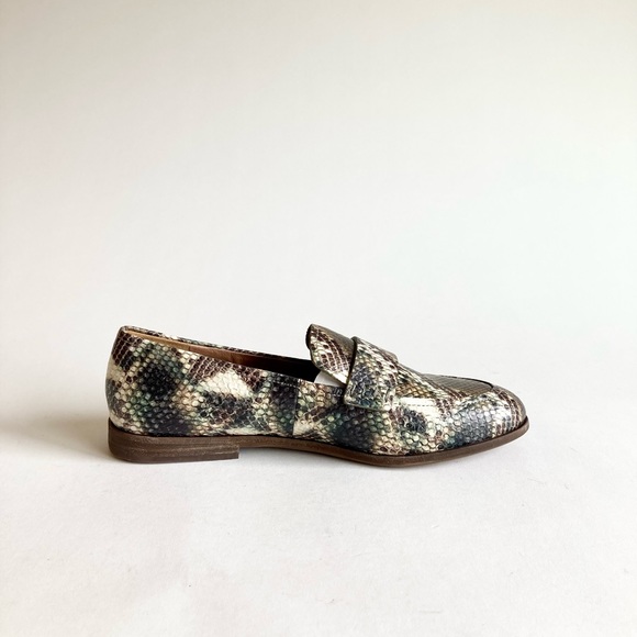 New Madewell Green Brown Beige Snake Skin Leather Loafers size 7.5 - Picture 6 of 13